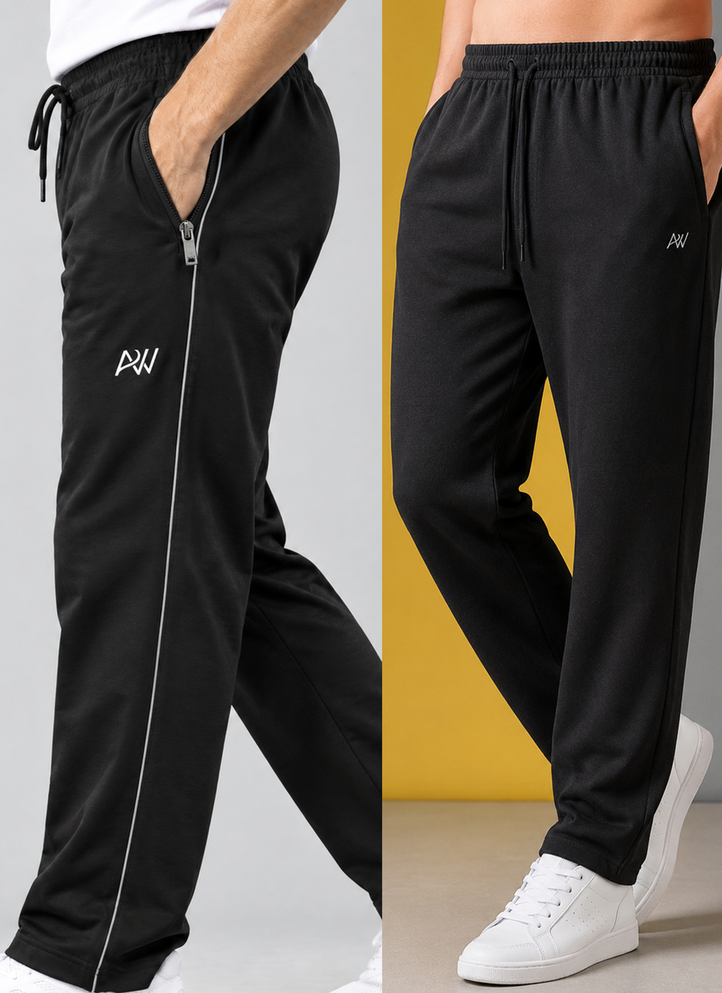 Aristocrat Dashing Black Men Regular Fit Cotton Blend Track Pant Dual Combo