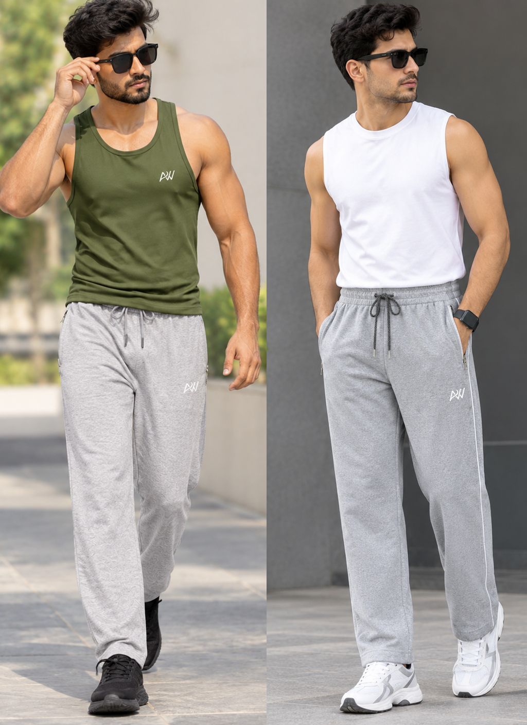 Aristocrat Dashing Light Grey Men Regular Fit Cotton Blend Track Pant Dual Combo