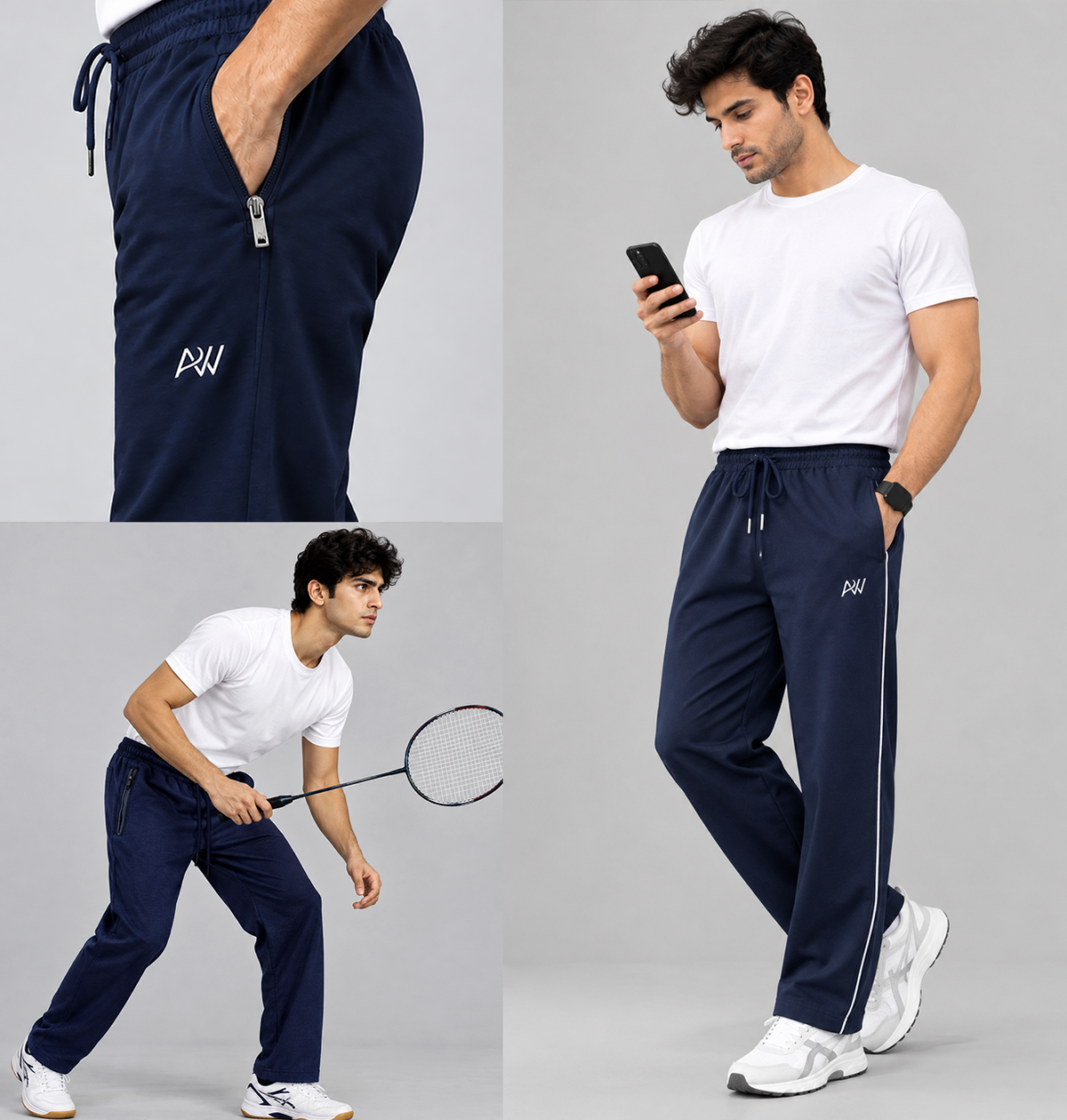 Aristocrat Dashing Blue Men Regular Fit Cotton Blend Track Pant Dual Combo