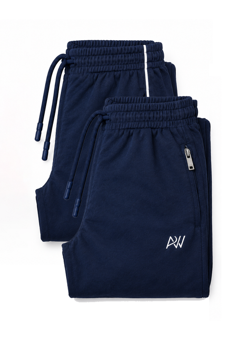 Aristocrat Dashing Blue Men Regular Fit Cotton Blend Track Pant Dual Combo