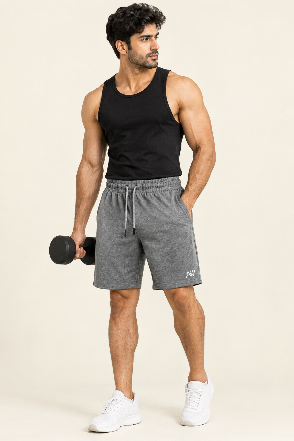 Bindas Men Regular Fit Dark Grey Cotton Blend Short