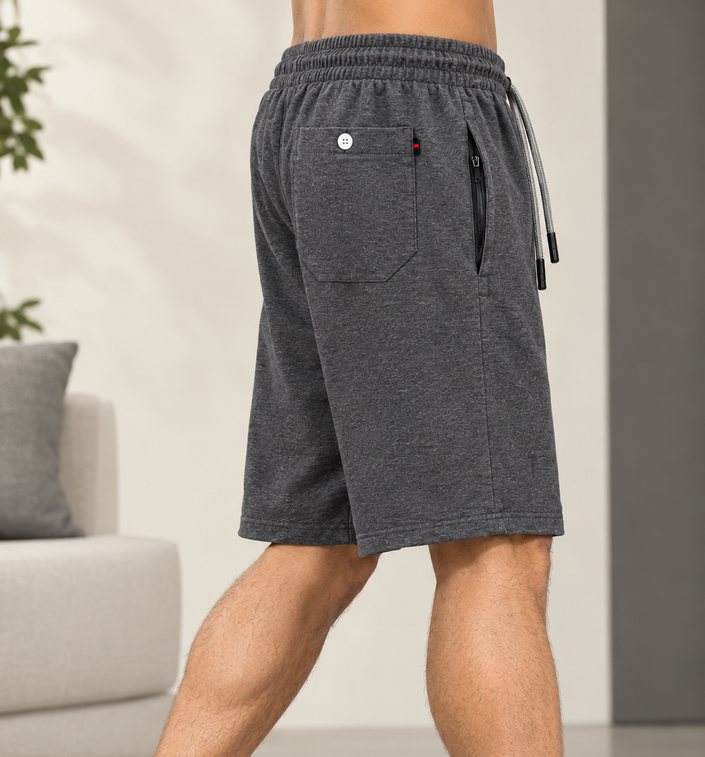Bindas Men Regular Fit Dark Grey Cotton Blend Short
