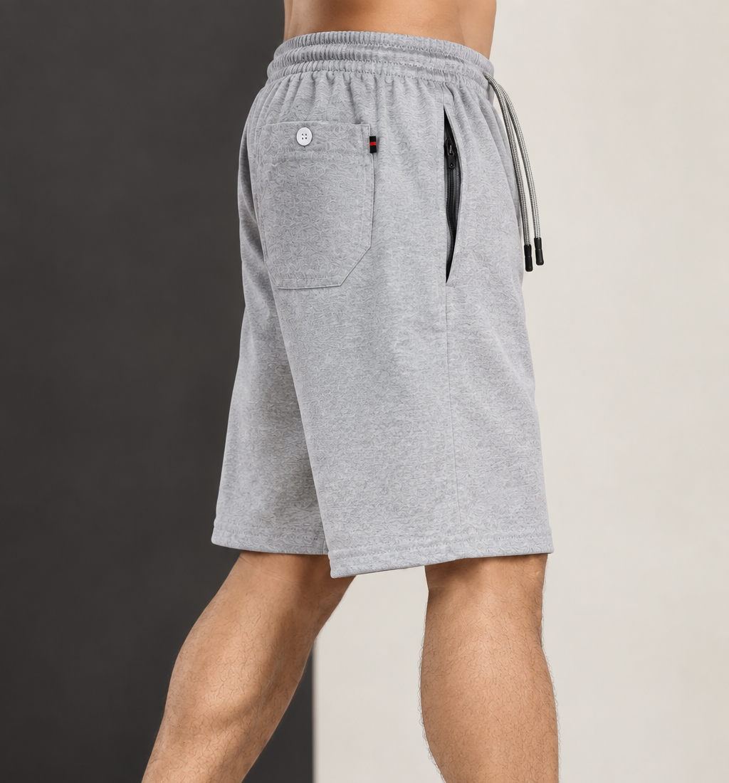 Bindas Men Regular Fit Light Grey Cotton Blend Short