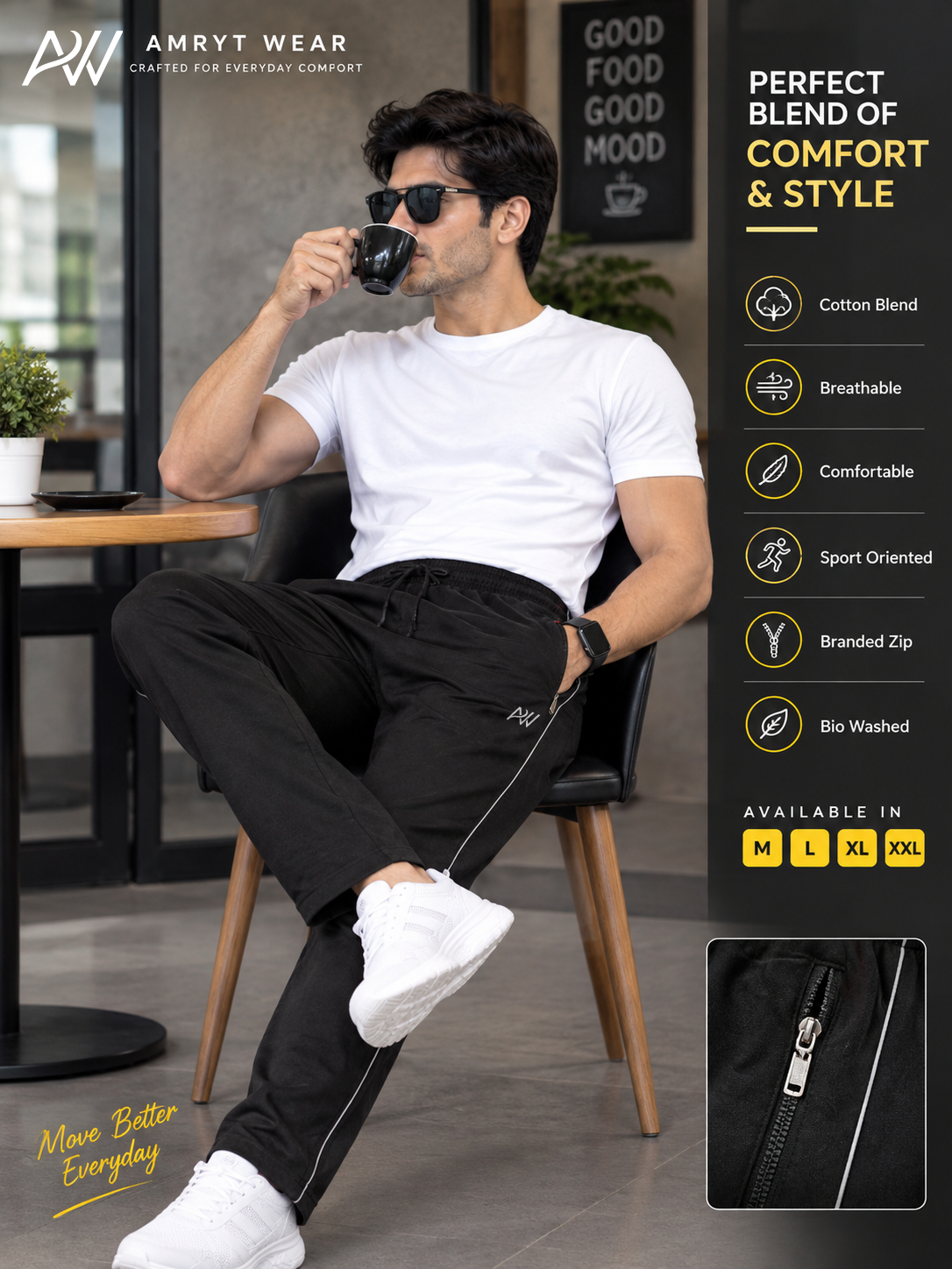 Aristocrat Men Regular Fit Black Cotton Blend Lined Track Pant