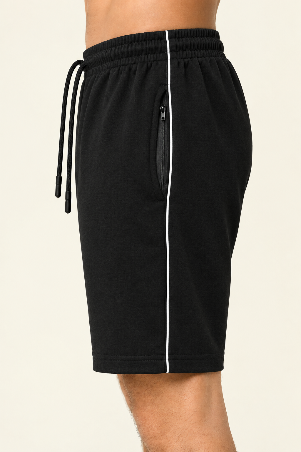 Comfy Men Regular Fit Black Cotton Blend Short With Line