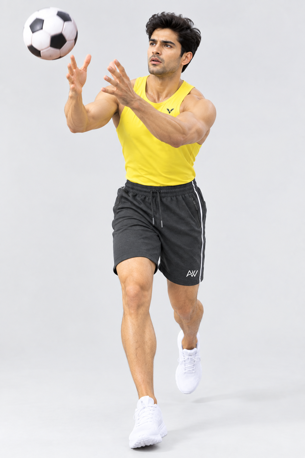 Comfy Men Regular Fit Dark Grey Cotton Blend Short With Line