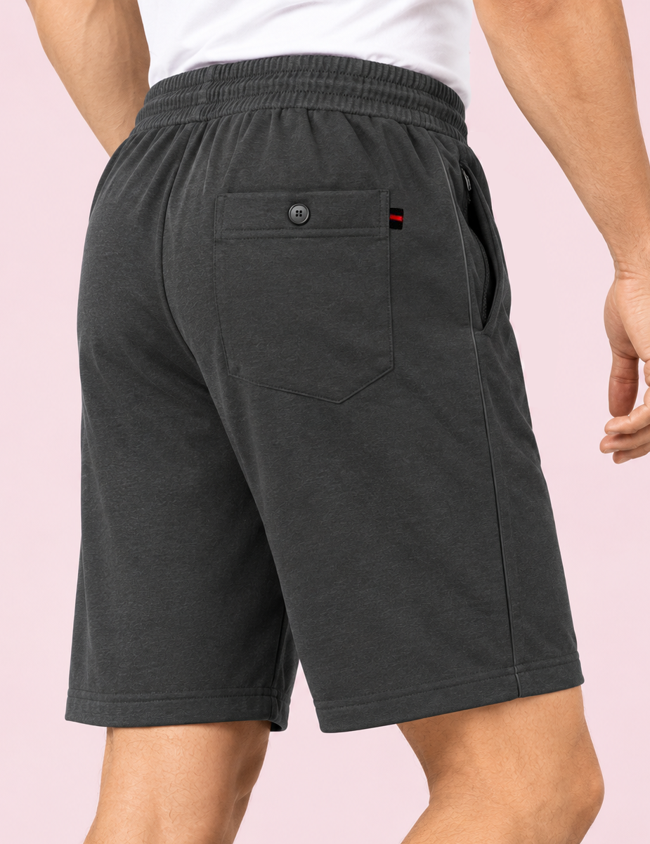 Comfy Men Regular Fit Dark Grey Cotton Blend Short With Line