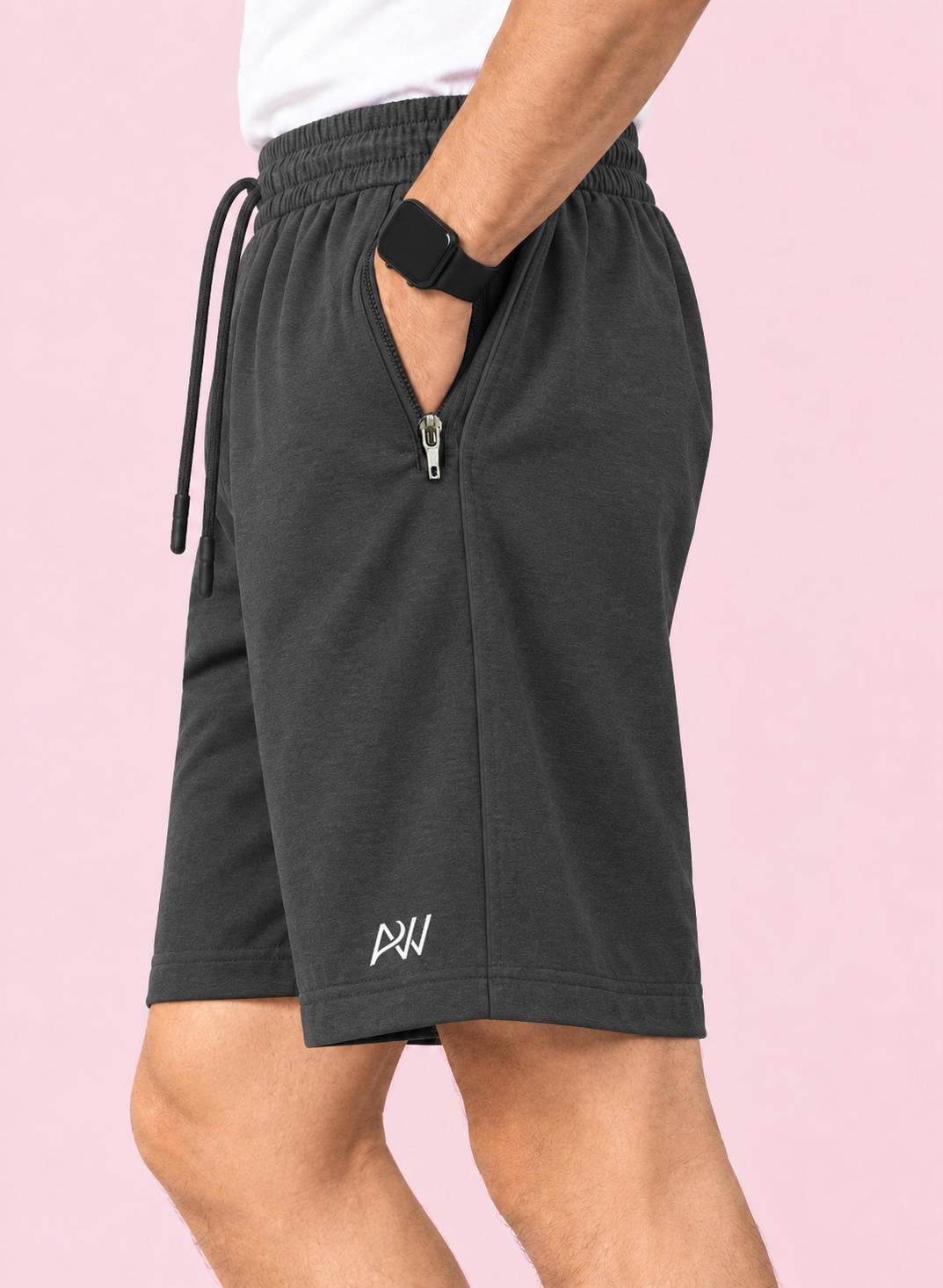 Comfy Men Regular Fit Dark Grey Cotton Blend Short With Line