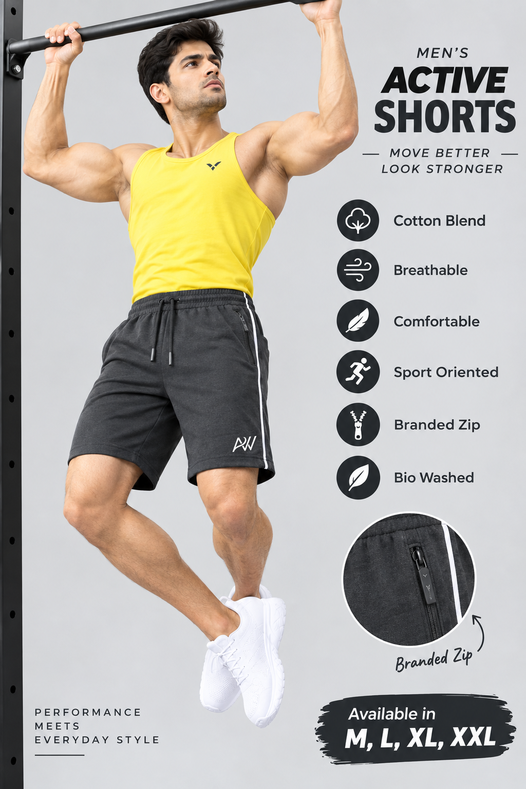 Comfy Men Regular Fit Cotton Blend Shorts Trio Combo (Blue, Dark Grey, Light Grey)