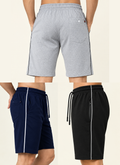 Comfy Men Regular Fit Cotton Blend Shorts Trio Combo (Blue, Black, Light Grey)