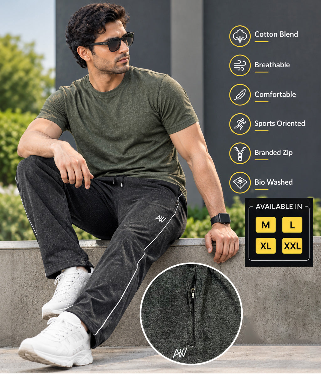 Aristocrat Dashing Dark Grey Men Regular Fit Cotton Blend Track Pant Dual Combo