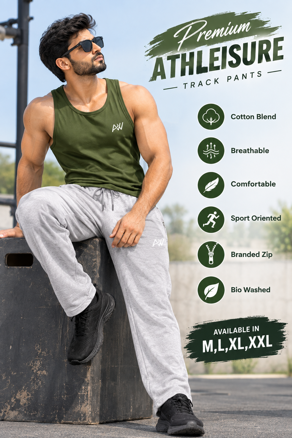 Dashing Men Regular Fit Light Grey Cotton Blend Track Pant