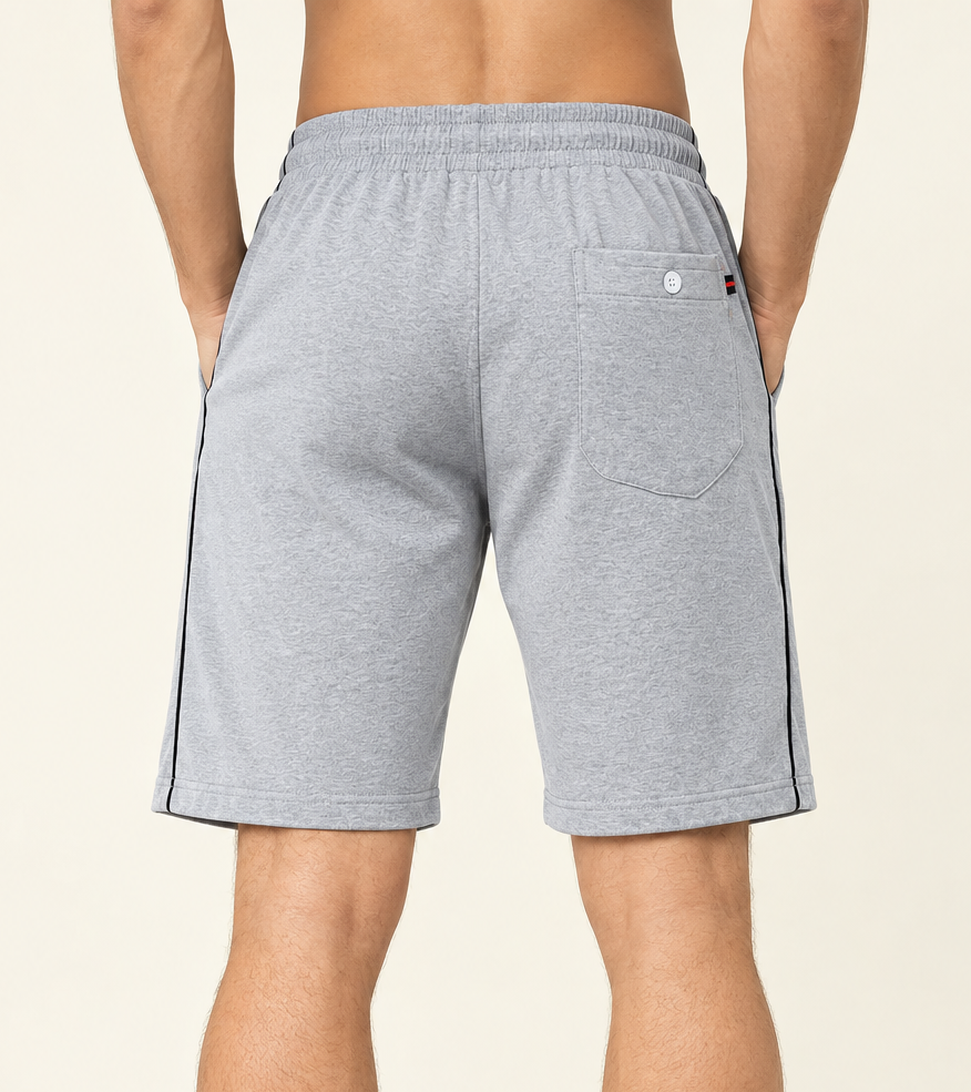 Comfy Men Regular Fit Light Grey Cotton Blend Short With Line