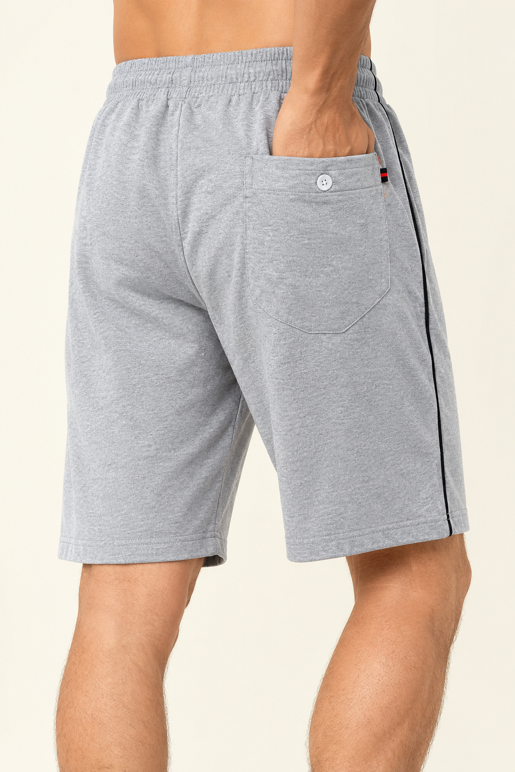 Comfy Men Regular Fit Light Grey Cotton Blend Short With Line