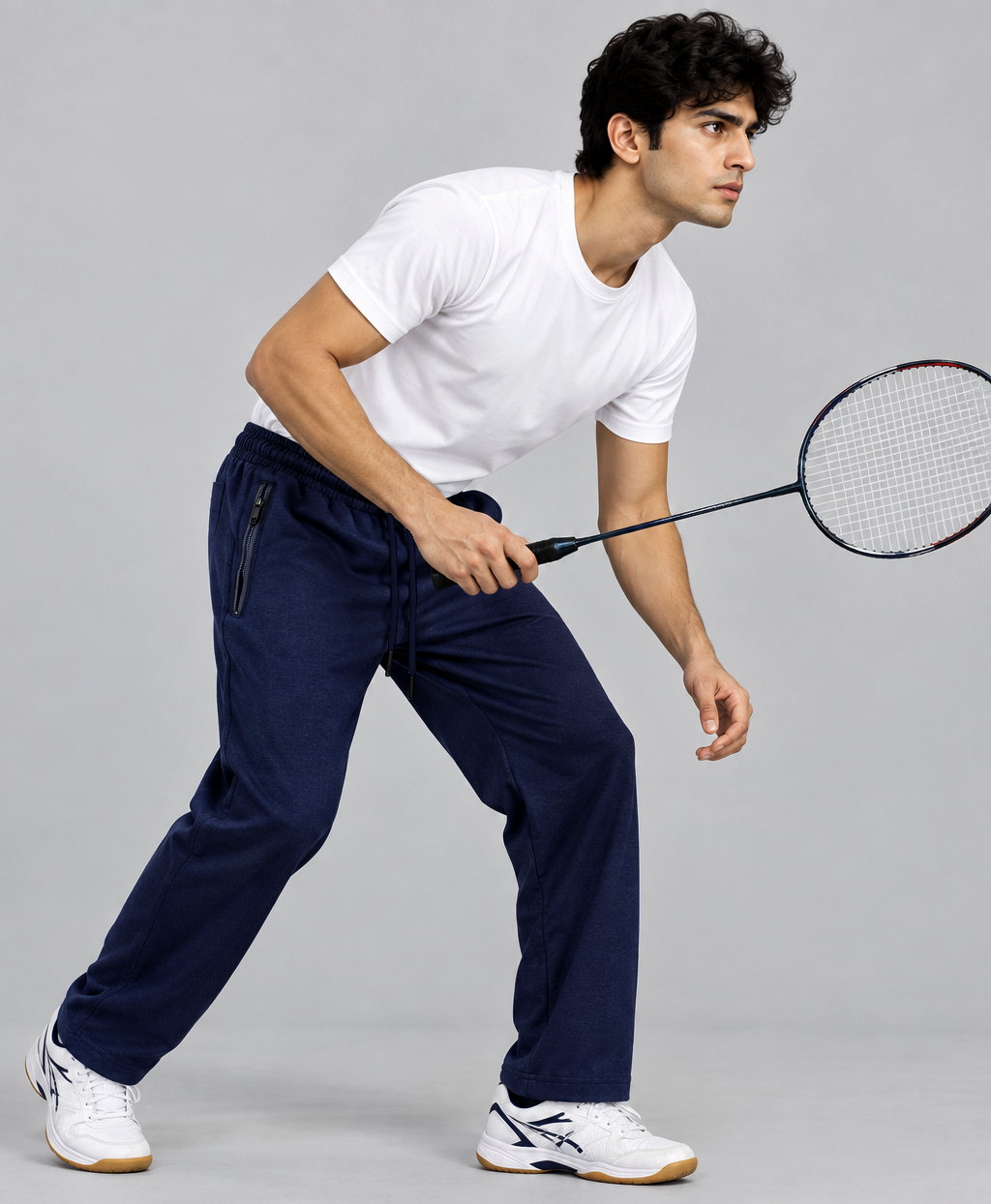 Dashing Men Regular Fit Navy Blue Cotton Blend Track Pant