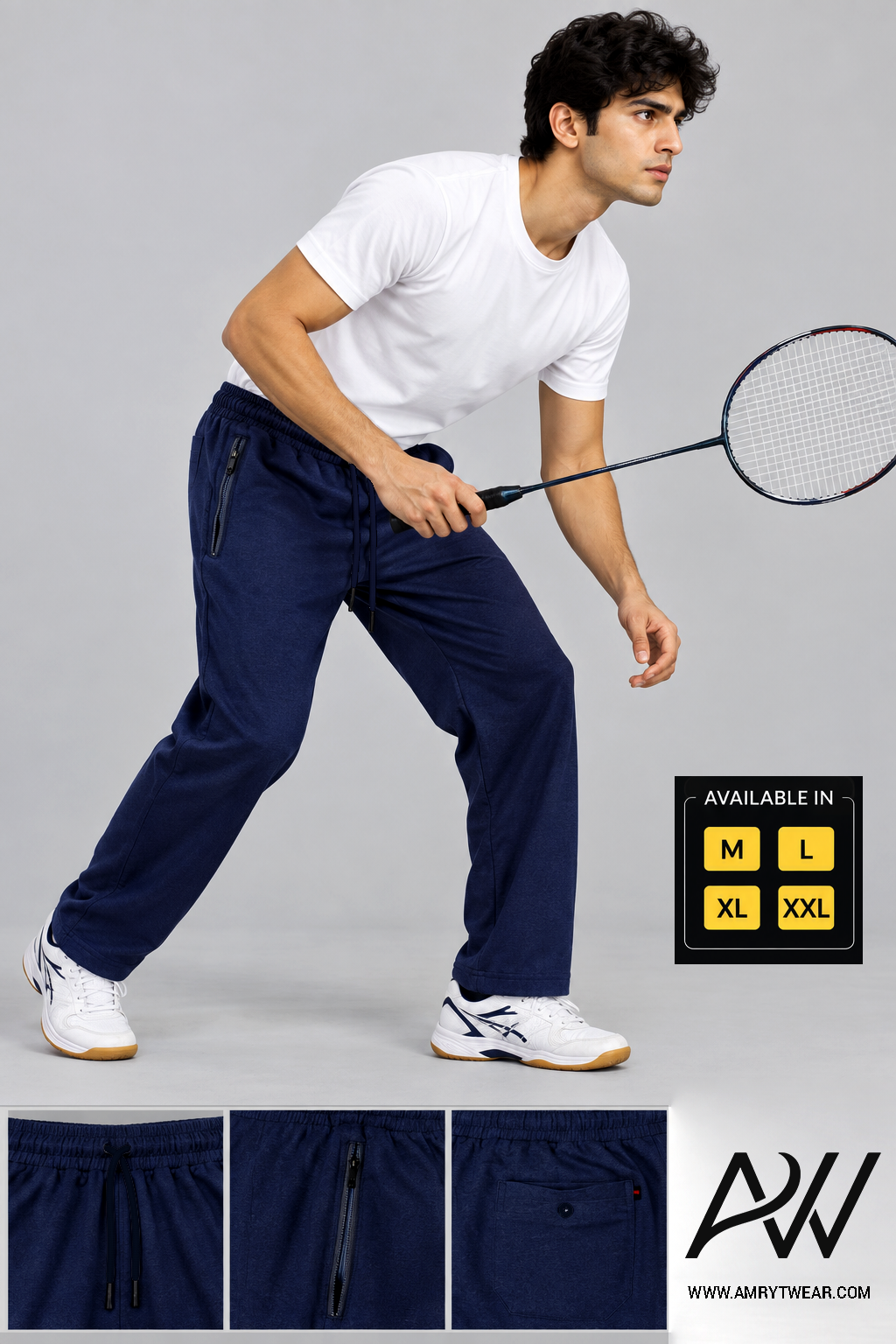 Dashing Men Regular Fit Navy Blue Cotton Blend Track Pant