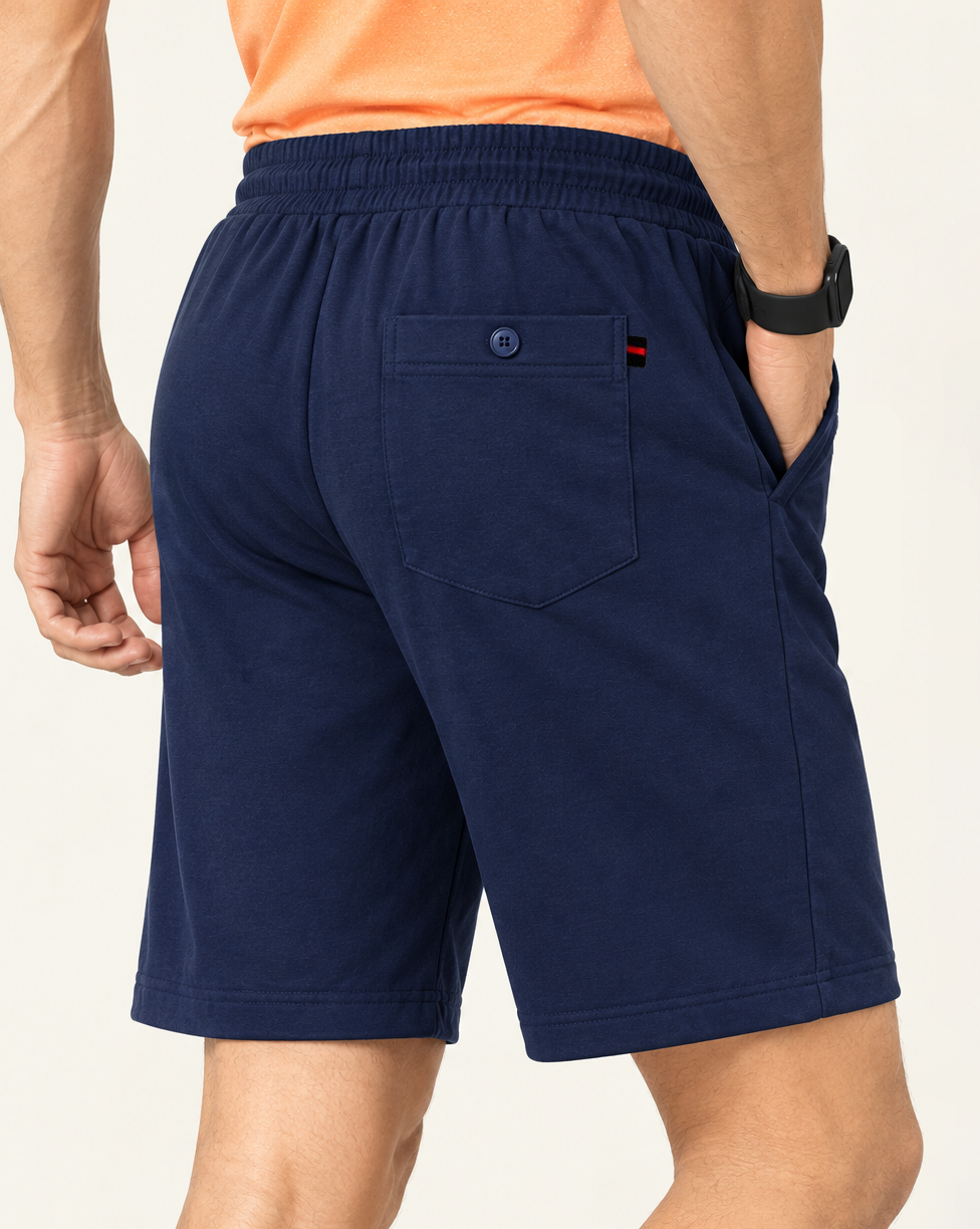 Bindas Men Regular Fit Navy Blue Cotton Blend Short