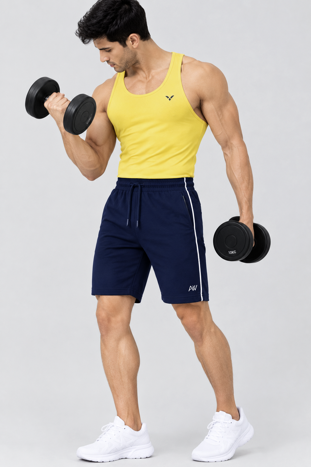 Comfy Men Regular Fit Navy Blue Cotton Blend Short With Line
