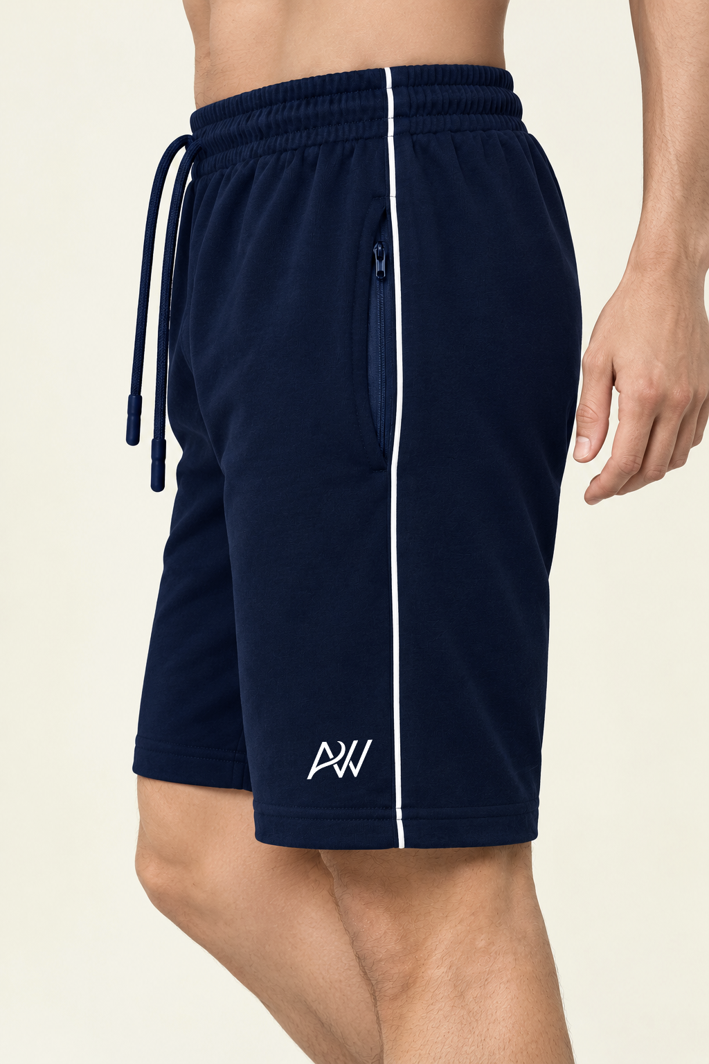 Comfy Men Regular Fit Navy Blue Cotton Blend Short With Line