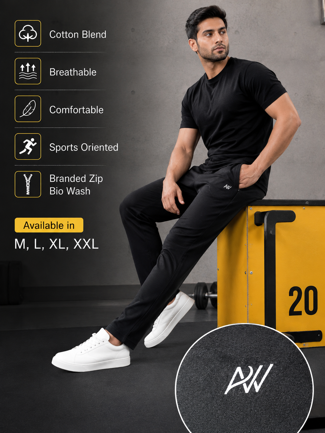 Dashing Men Regular Fit Cotton Blend Black Track Pants